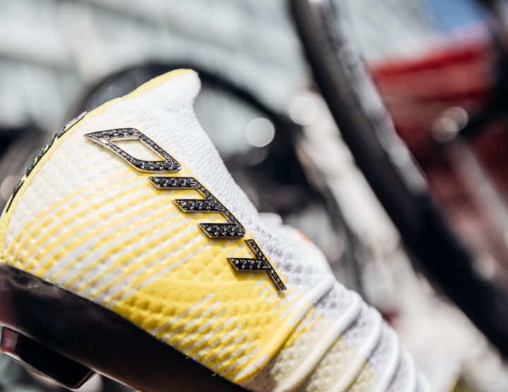 The special shoes enhanced with diamonds worn by Tadej Pogacar at the Tour de France